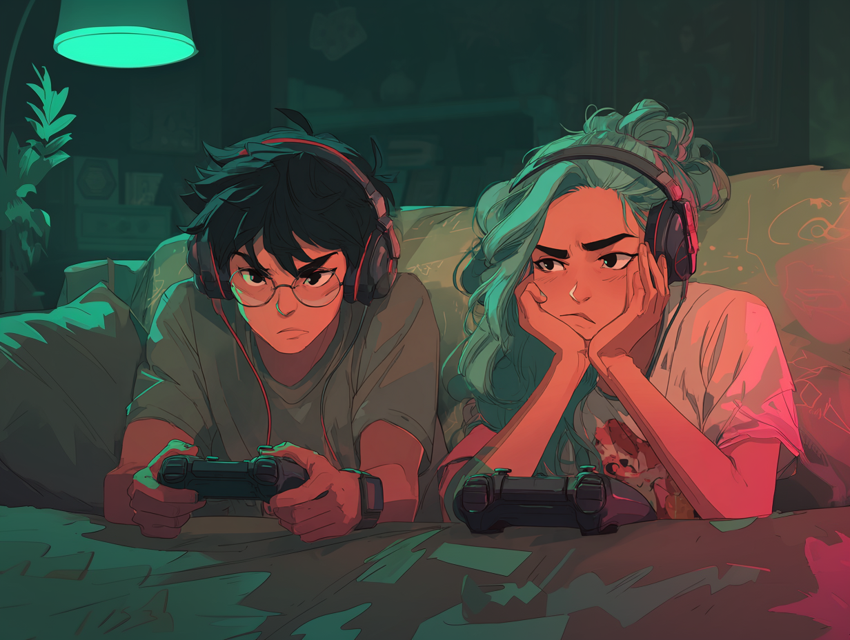 Stressed gamer dealing with toxic team environment